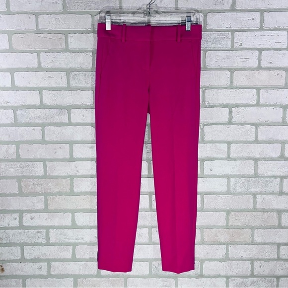 J. Crew NWT Cameron Slim Cropped Festive Pink Tailored Trousers Size 2 - Picture 2 of 8